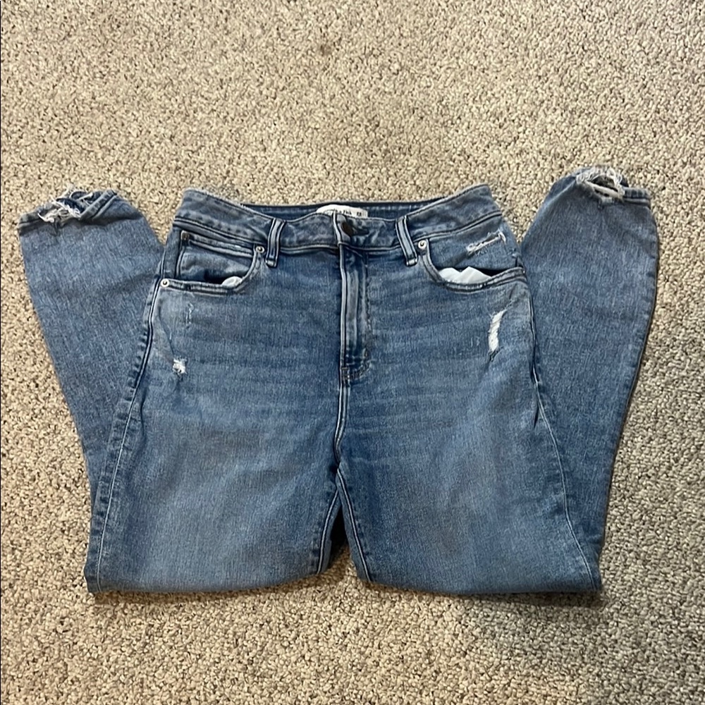 Abercrombie & Fitch Blue The Super Skinny Ankle High Rise Jeans Distressed